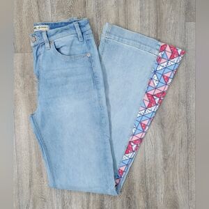 Rock & Roll Denim Hooey Flare Leg High Rise Patchwork Jeans-Size 29